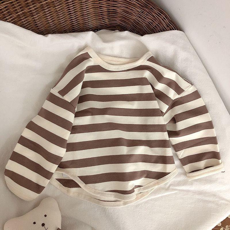 Kids Striped Long Sleeve Tshirt Toddler Girl Boy Loose Cotton Tees Casual Fashion Top