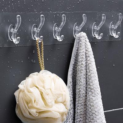 Transparent Plastic Glue Hooks Kitchen Bathroom Hooks Nail-Free Wall Hanger