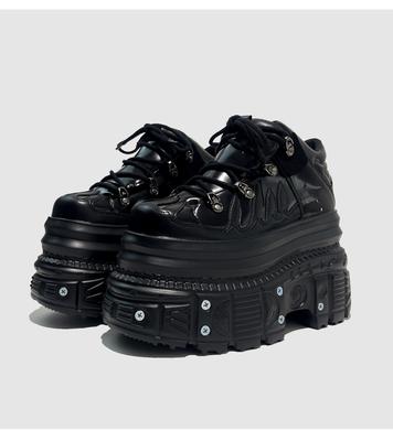 Flame Babes Punk-Wind Tank Muffin Damen Super High Heel Y2K Trend Passform Handgefertigte Plateau-Sneaker Schuhe 12cm