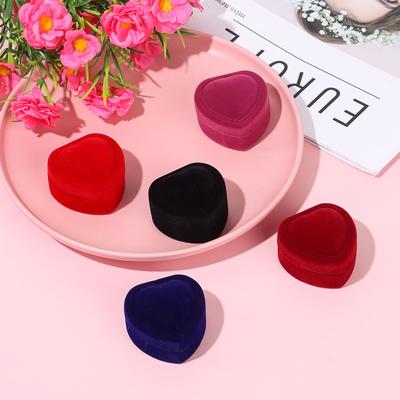 Fashion Velvet Ring Box Engagement Wedding Party Valentine's Day Jewelry Case Heart Boxes Earrings Holder Couple Lover Gifts