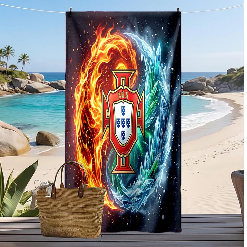 Portugal Football Print Beach Towel Quick Dry Super Absorbent Soft Bath Towel for Swimming Beach Travel Fan Souvenir Gift