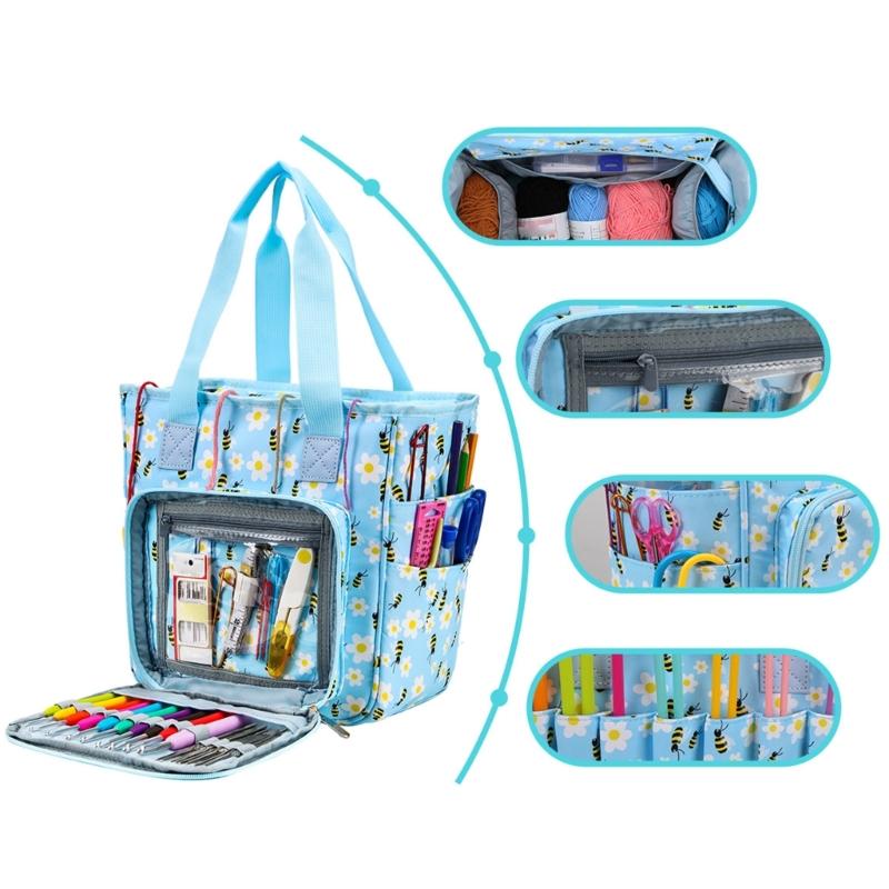 Häkelkorb Stricktasche Garnaufbewahrung Organizer Garnbeutel Leichter Häkelkorb für Häkelnadeln, Häkelzubehör