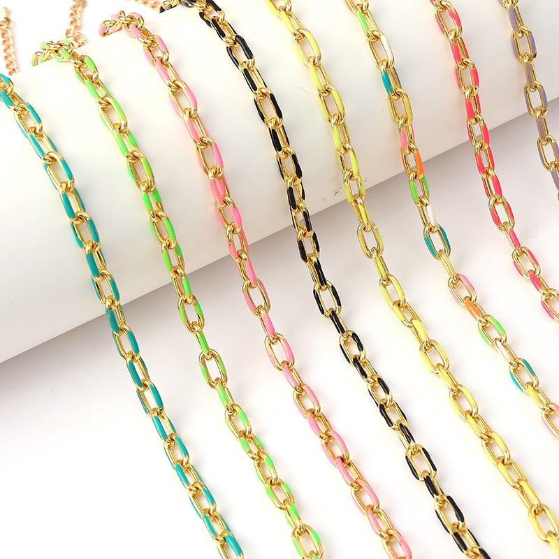 Necklace: Punk Minimalist European & American Sweet & Cool Colorful Enamel Clavicle Chain