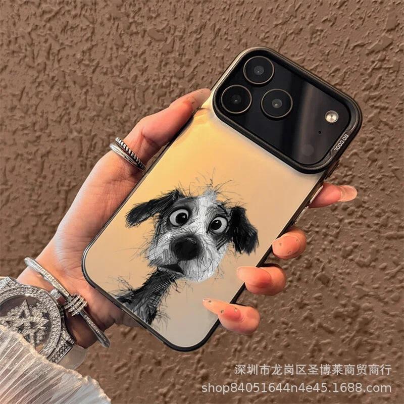 Crooked Head Dog Applies To Apple 15 Colored Silver iPhone14Pro Creative 11promax Matte 16 Protective Case 17