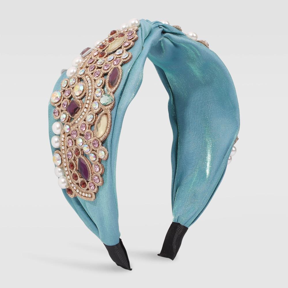 Colorful Rhinestone Headband Middle Knot Turban Hairband For Women Girls Handmade Casual Head Band New Fashion Hair Accessories