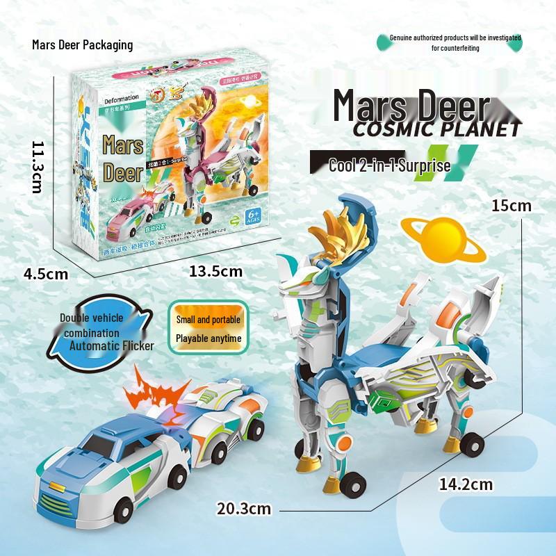 Mars Deer Two-in-One Magnetic Deformation Toy: Silver Wing Dragon & Flying Pegasus
