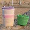 Cute with Rope Handle Bicycle Basket Removable Solid Color Bike Carrier Bag Large Capacity Storage Basket Bike