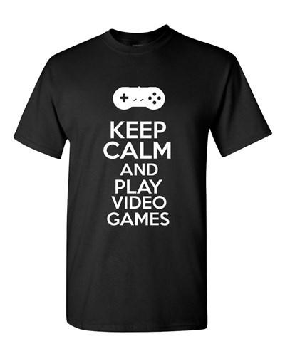 Keep Calm And Play Video Games Novelty Statement Graphics Adult T-Shirt Tee Unisex T-Shirt XXXL