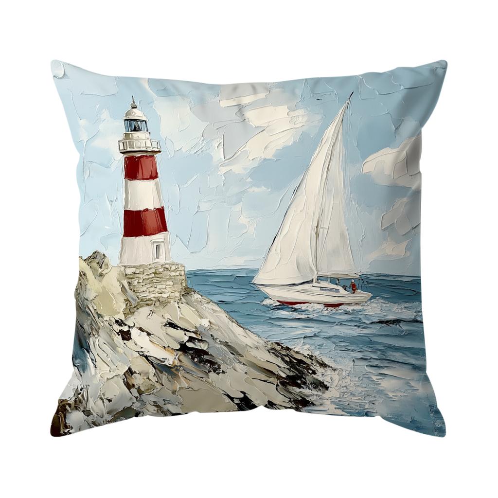 Pcs Retro Ocean Style Singlesided Printed Pillowcase Cushion Coversuitable For Living Roombedroomcar Decoration