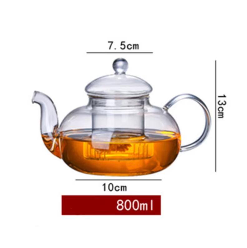 

Термостойкий цветочный чайник с заварочным устройством – набор для чая Kung Fu из высокопрочного боросиликатного стекла для газовой плиты 800ML