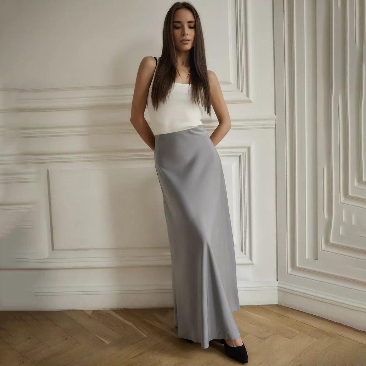 

Женские длинные однотонные юбки длиной до щиколотки с высокой талией M