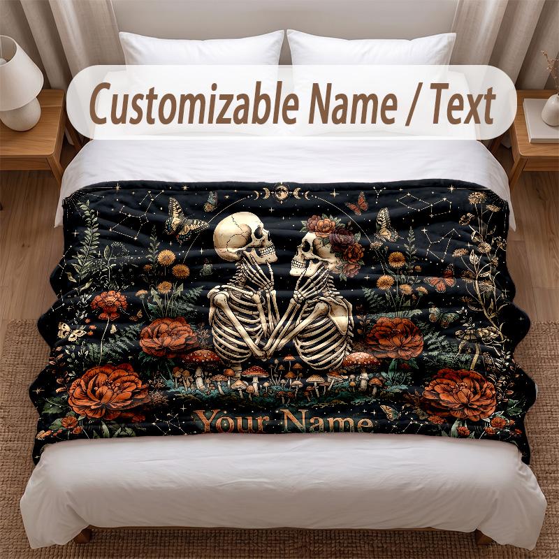 Space Cosmic Theme Soft Blanket Personalized Custom Name Text Print Warm Blanket Home Sofa Bedroom Decor