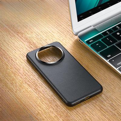 Huawei MATE60pro Plain Leather Phone Case Is Suitable for Mate50PRO Metal Lens Ring Anti-drop Protective Case