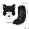 Plush fox mask Fluffy plush tail bag keychain pendant accessory