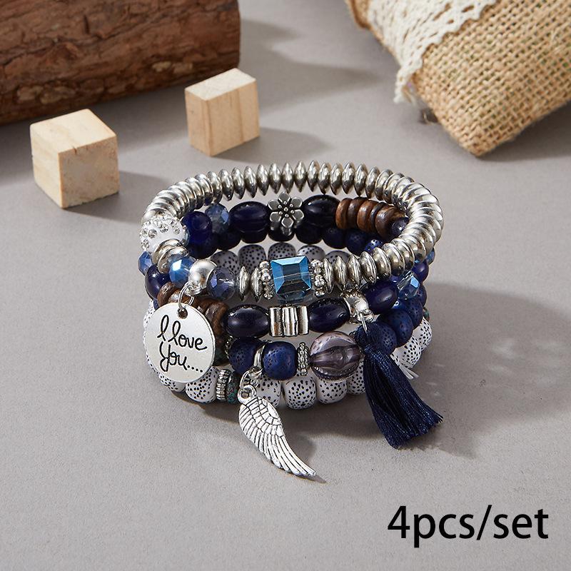 Bohemian Multi-Layer Wooden Beaded Elastic Bracelet