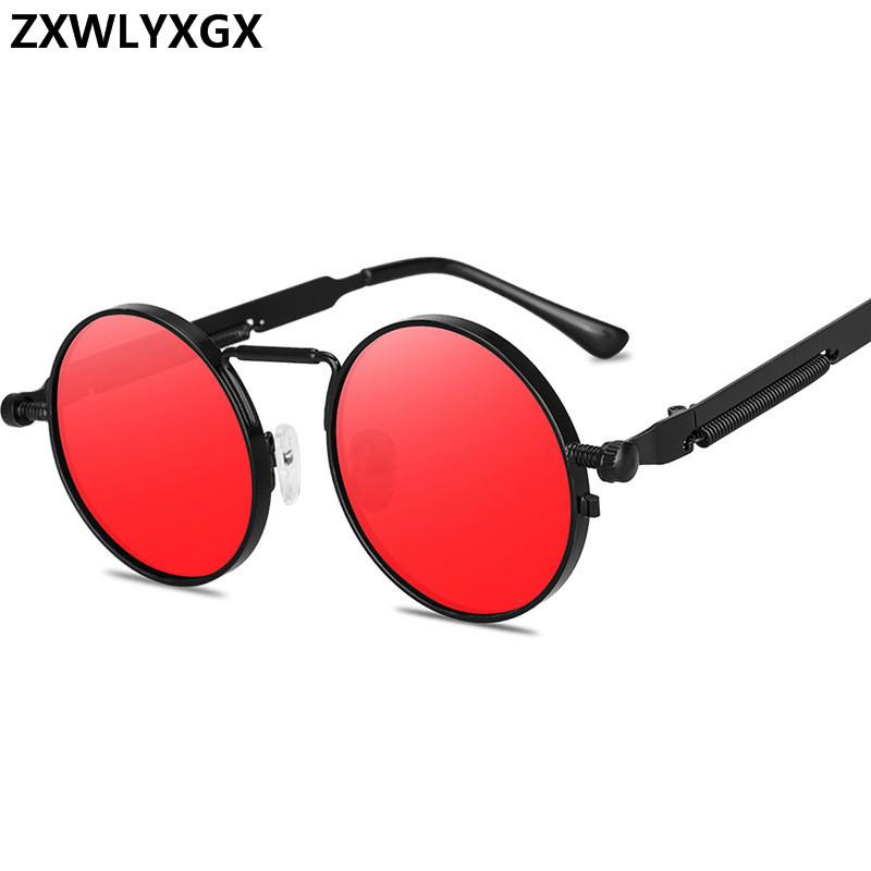 Lunettes de soleil Style Punk Vintage pour hommes et femmes, monture ronde en métal rétro, lunettes de mode Gafas sol mujer UV400