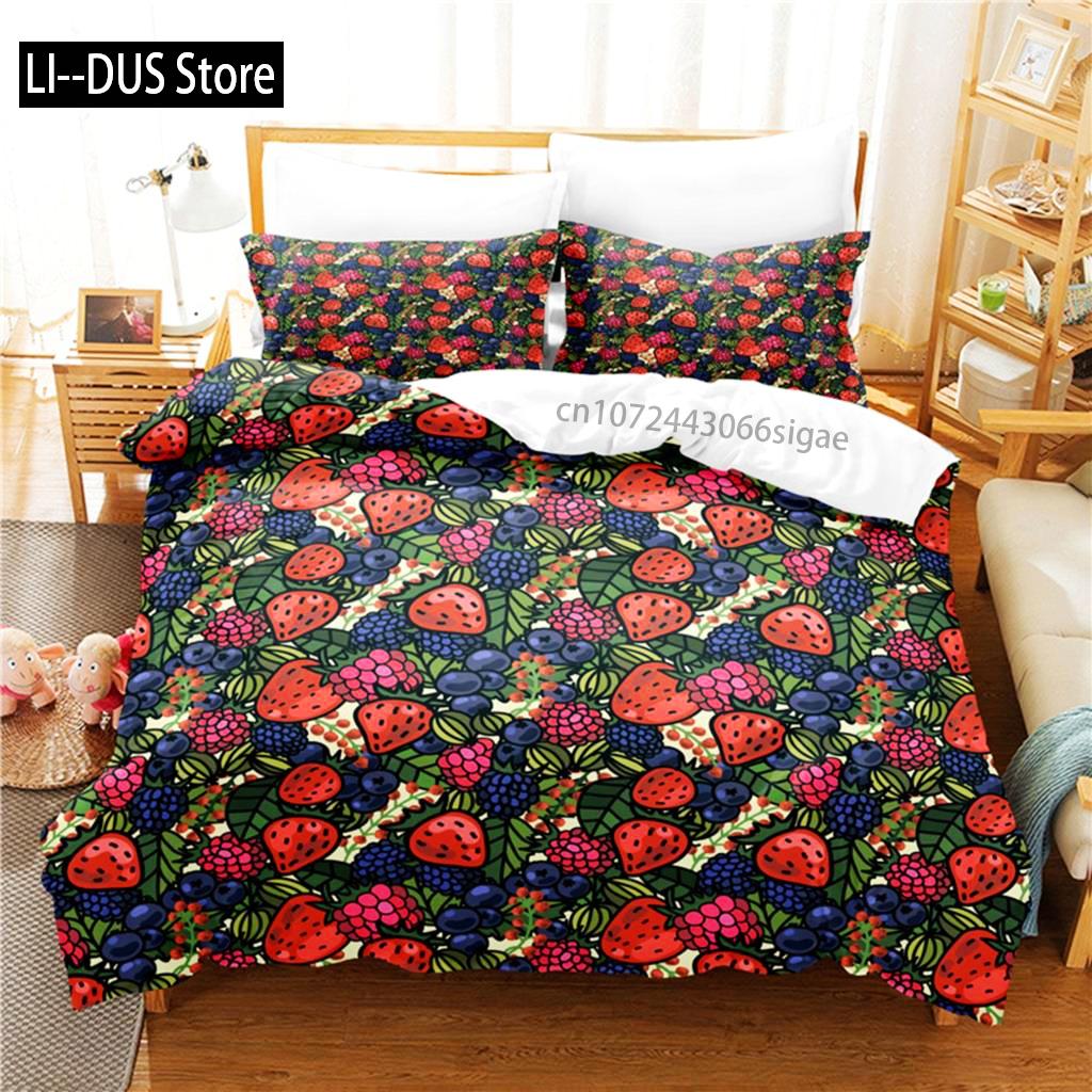

Comforter Cartoon Fruit Bedding Set 3D Bedding Digital Printing Queen Size Bedding Set Fashion Design Comforter (quilt)-EU Single(135*200cm)3pcs