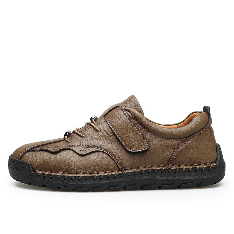 Men's Large Size Pure Hand-stitched Casual Rubber Leather Shoes Soft Sole Wedding Shoes 38-48