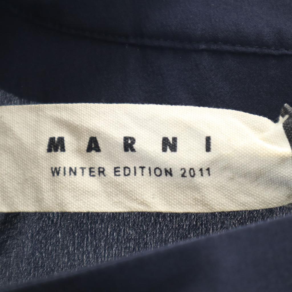 Marni Portuguese Silk Long Sleeve Blouse 38 Navy Shirt Women Used