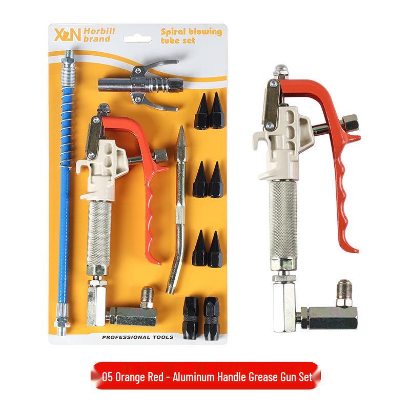 High-Pressure Pneumatic & Electric Grease Gun Set with Universal Nozzle and Oiler Accessories