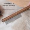 Pet Flea Comb Single-Row With Solid Wood Handle Dog & Cat Lice Remover Long-Pin Fine-Tooth Grooming Comb For Pet Care