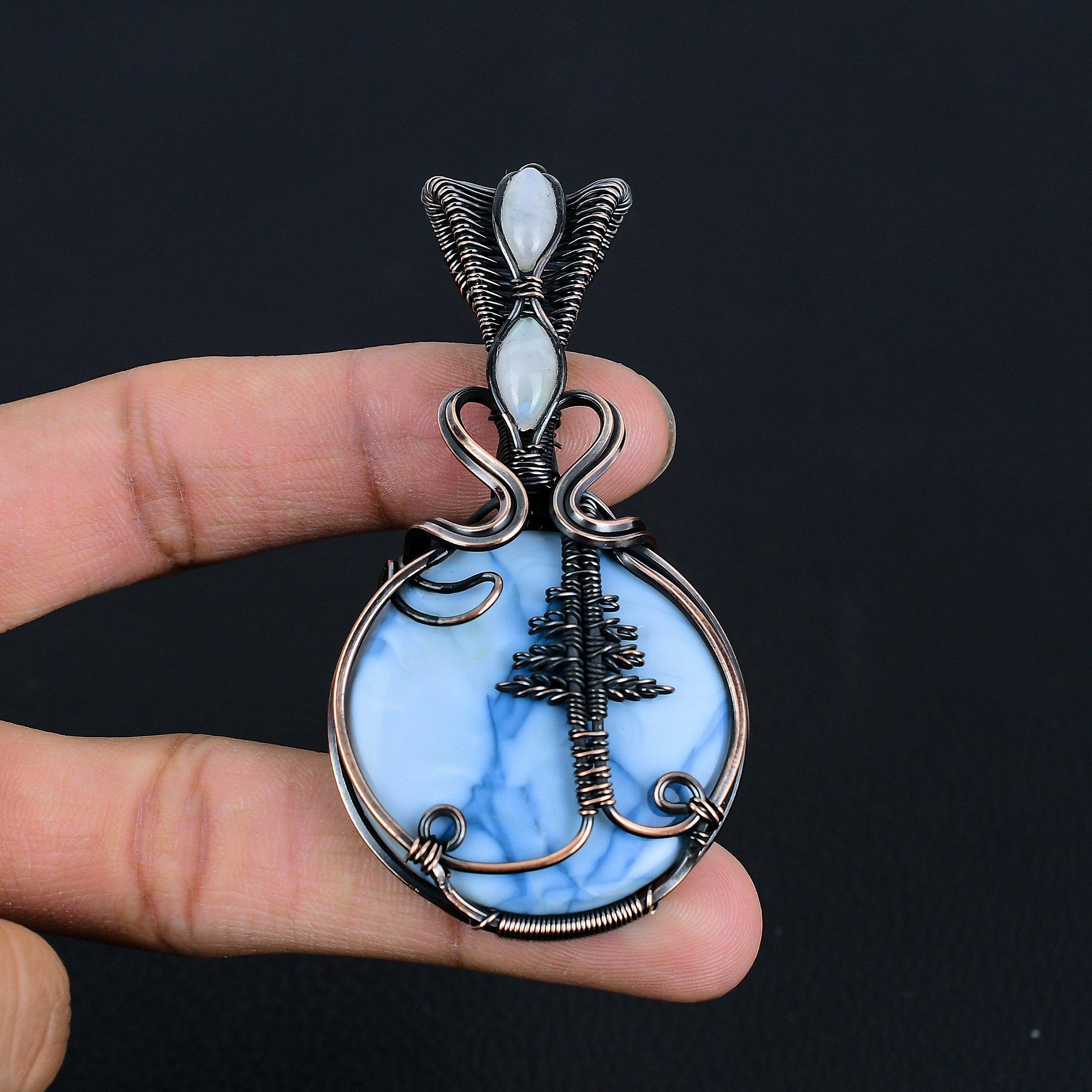 

Подвеска с опалом Оуайхи, Ювелирное изделие, обернутое медной проволокой 999 пробы, Подвеска с драгоценным камнем, Подарок для нее, Изящное ювелирное изделие ручной работы 2.55 Inches