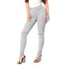 Womens Hole Button Zipper Pocket Jeans Casual Denim Flares Wide Leg Slim Pants