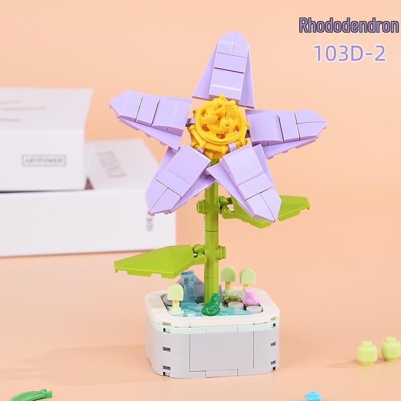 Educational Sunflower & Hibiscus Building Blocks Ornament - Teacher's Day Gift