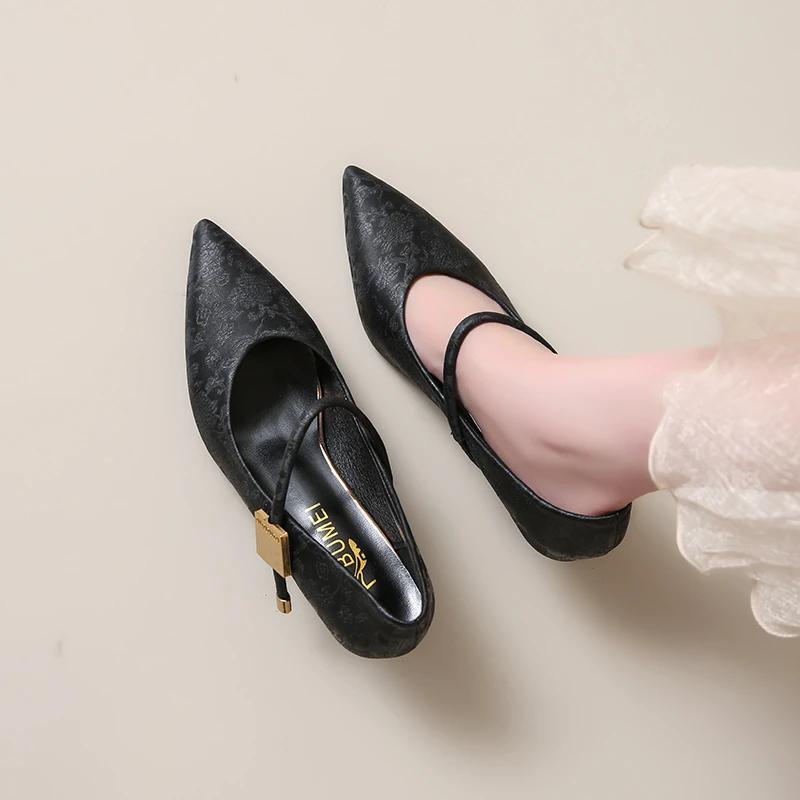 2025 New Outdoor Slip on Women's High Heels Pointed Toe Thin Heels Pumps Elegant Party & Dress Shoes Female Zapatos