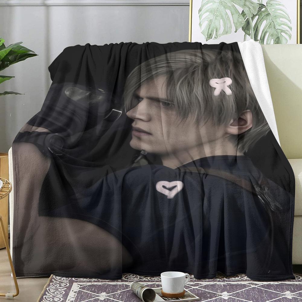 Heart Leon K-Kennedy Throw Soft Flannel Throw Blanket, Lightweight Breathable Summer Nap Blanket For Sofa Home Travel Cozy Decor 75X95CM