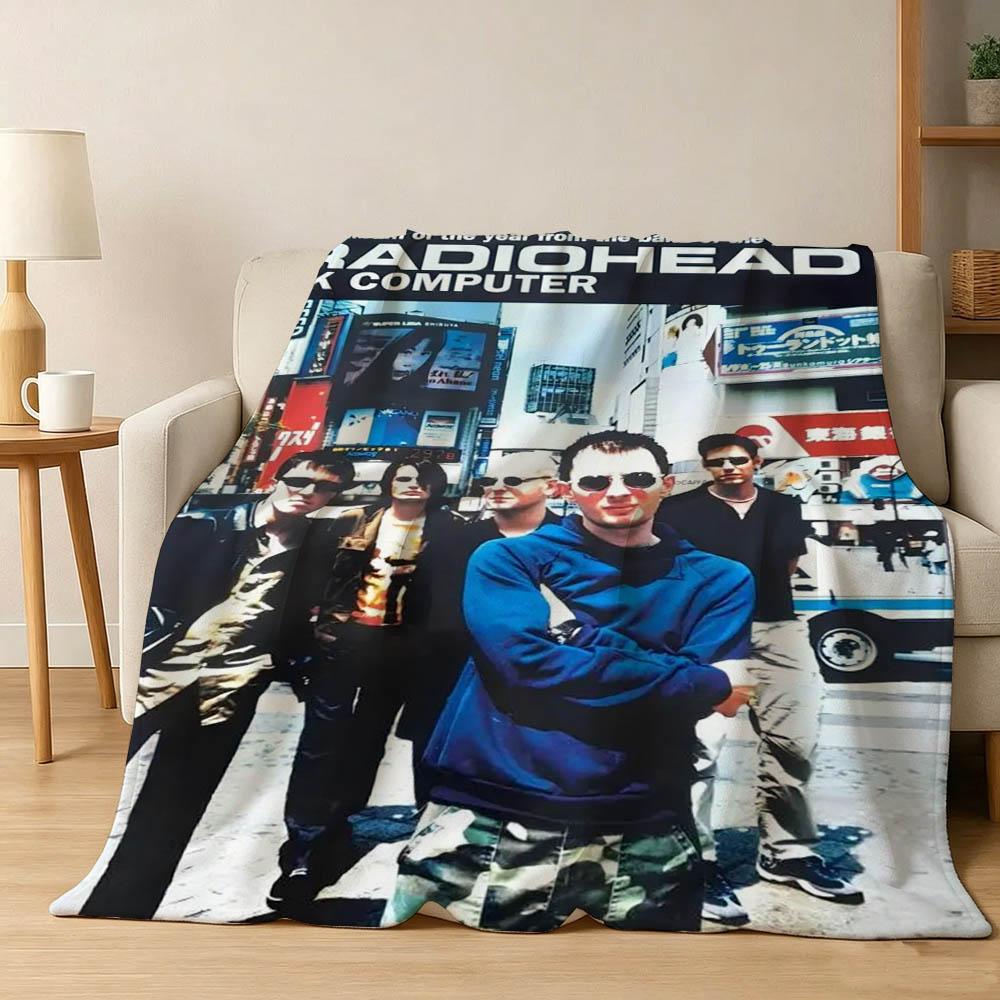 Singer R-RadioheadS-d Band Ok Computer Flannel Blanket Soft Throw Blanket Art For Home Decor Bedroom Bed Sofa Picnic Fans Gifts