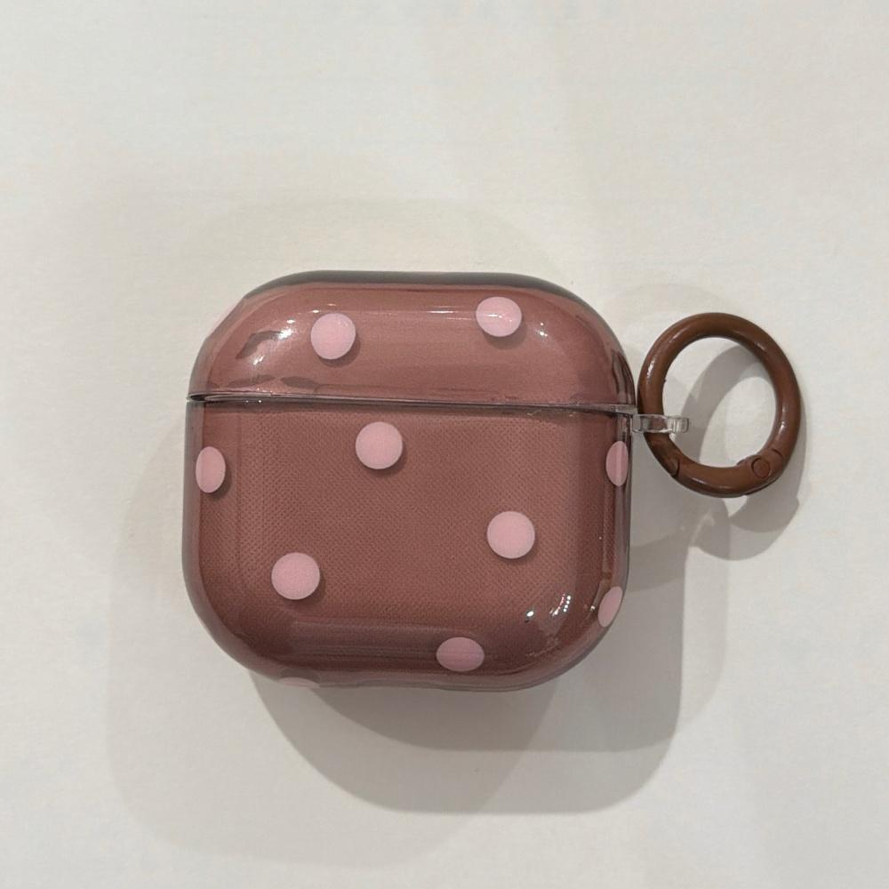 Niche semi-transparent pink brown polka dots are suitable for airpodspro 1st generation 2nd generation 3rd generation 4th generation bluetooth headset
