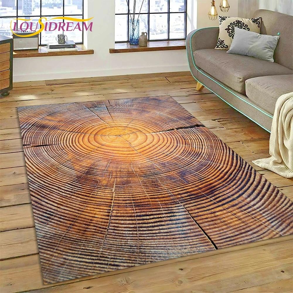 Color 3D Wood Grain Lines Rug Carpet for Living Room Bedroom Home Decor,Floor Mat Non-slip Decoration for Sofa Doormat Kid Gift
