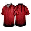 Men's V Neck Halloween Print Scrub Top with Chest Pocket Short Sleeve Medical Work Shirt for Healthcare Professionals and Caregivers