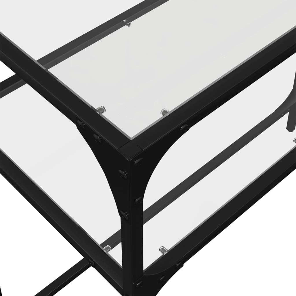 Vidaxl Stolik Konsolowy Z Przezroczystym, Szklanym Blatem, 98X35X81 Cm