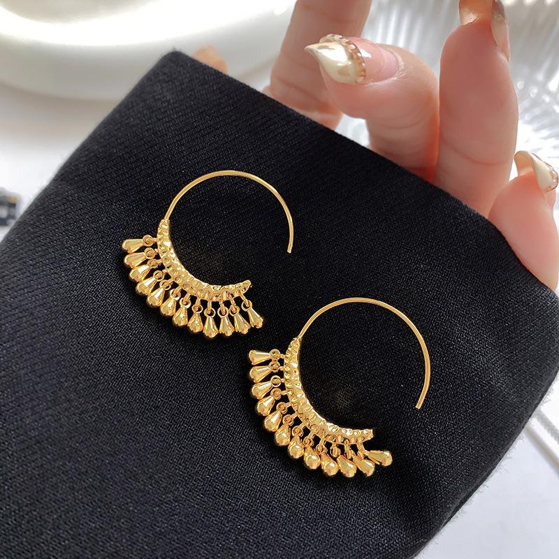 Elegant Light Luxury Real Gold-Plated Copper Stud Earrings - European & American Style for Women