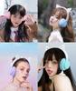 QuiExact Bluetooth Headphones, Cute Cat Ear Headphones, Bluetooth 5.1 Wireless Headphones, Wired and Wireless Compatible, LED Sparkle, Rainbow Color