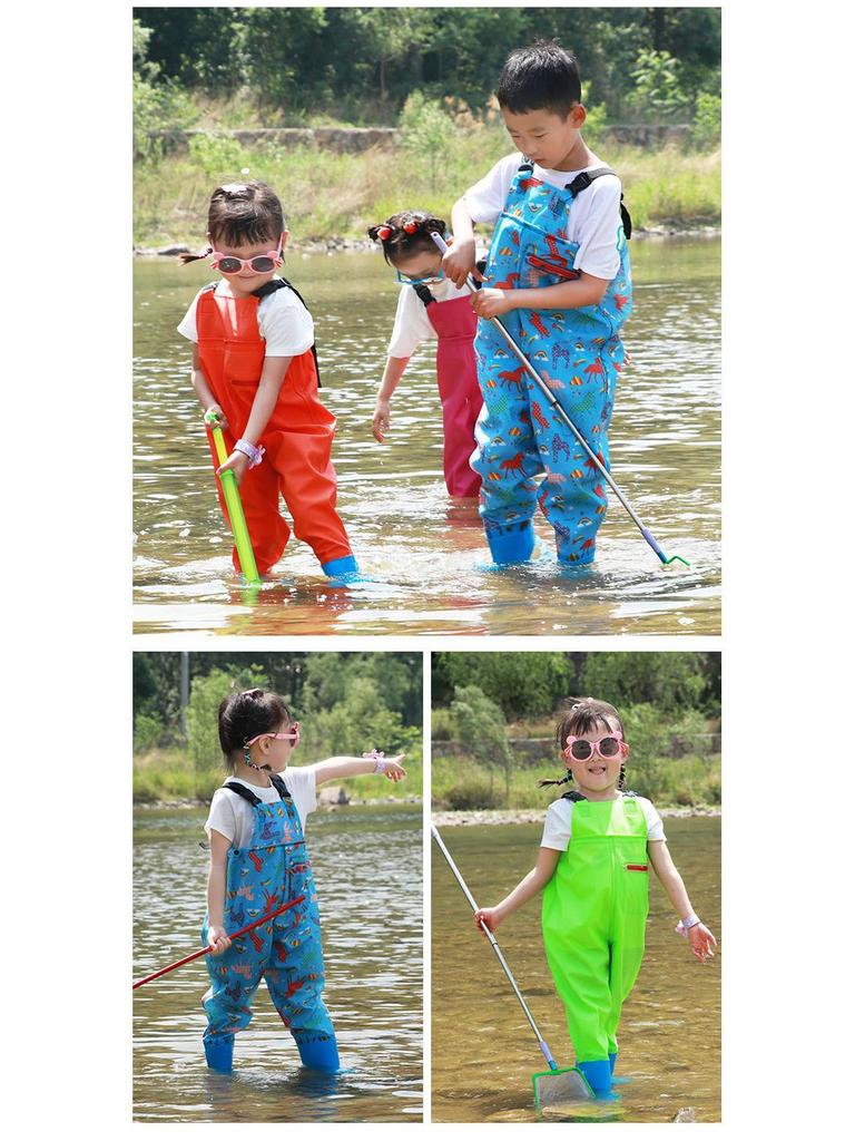 Kids' Waterproof One-Piece Waders for Sand, Water Play, and Rain with Boots