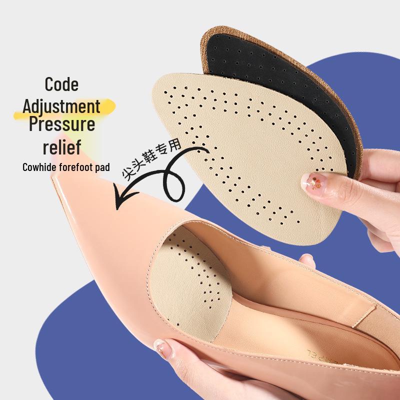 Women's Cowhide Anti-Slip Forefoot Pad with Breathable, Sweat-Absorbent Latex - Reduces Pain and Wear, Fits Large To Small Shoe Sizes
