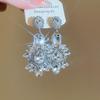 Luxury Spider Web Drop Tassel Earrings with Inlaid Diamonds