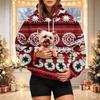 Women's Christmas Print Hoodie with Pet Pocket, Casual Winter Holiday Sweatshirt