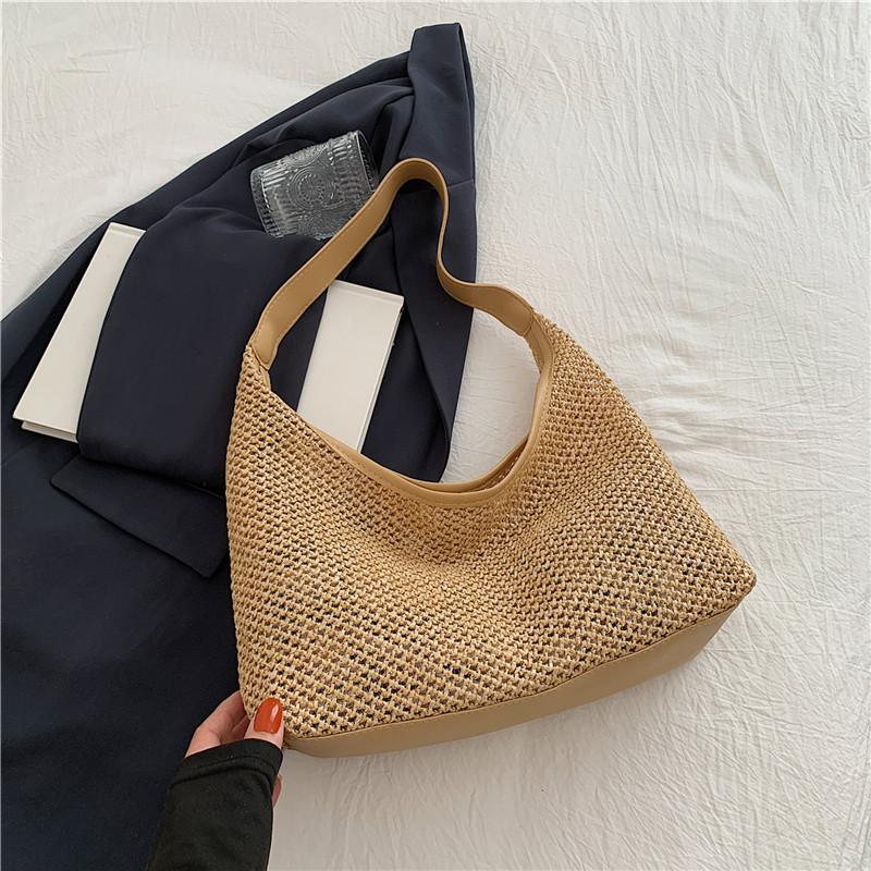 Knitted Large Capacity Fashionable Handbag, New Western-style Casual Bag, Temperament Tote Underarm Bag