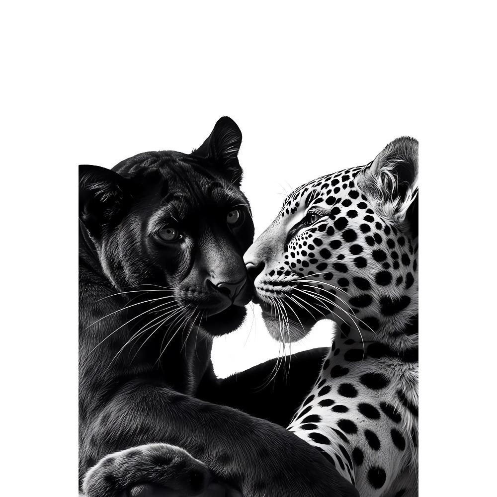 Pantera Negra Tigre Branco Leopardo Arte Pintura em Tela Impressão de Poster Vintage Parede Decoração Moderna Casa Sala de Estar Quarto Cozinha