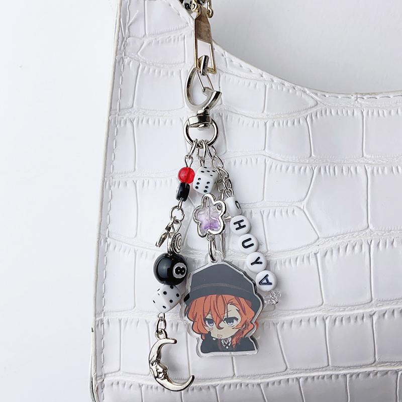 Anime Bungo Stray Dogs Klíčenka Kreslená postava Dazai Osamu A Chuuya Přívěsek na klíče Dekorace na batoh Cosplay Dárky