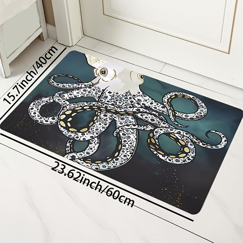 Mystical Octopus Print Area Rug, Absorbent Non-Slip Machine Washable Floor Mat for Bathroom Kitchen Outdoor Home Decor
