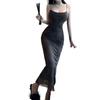 French Retro Pure Desire Sexy Floral Suspender Dress Women's Summer Backless Temperament Slim and Thin Hip-wrapped Long Skirt