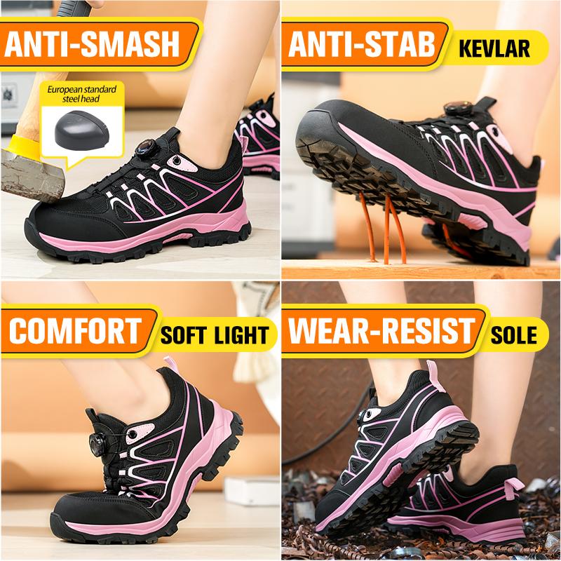 Steel Toe Work Boots Breathable Safety Shoes With Wear-Resisting Anti-Puncture Outsole Women Shoes Construction Work Shoes