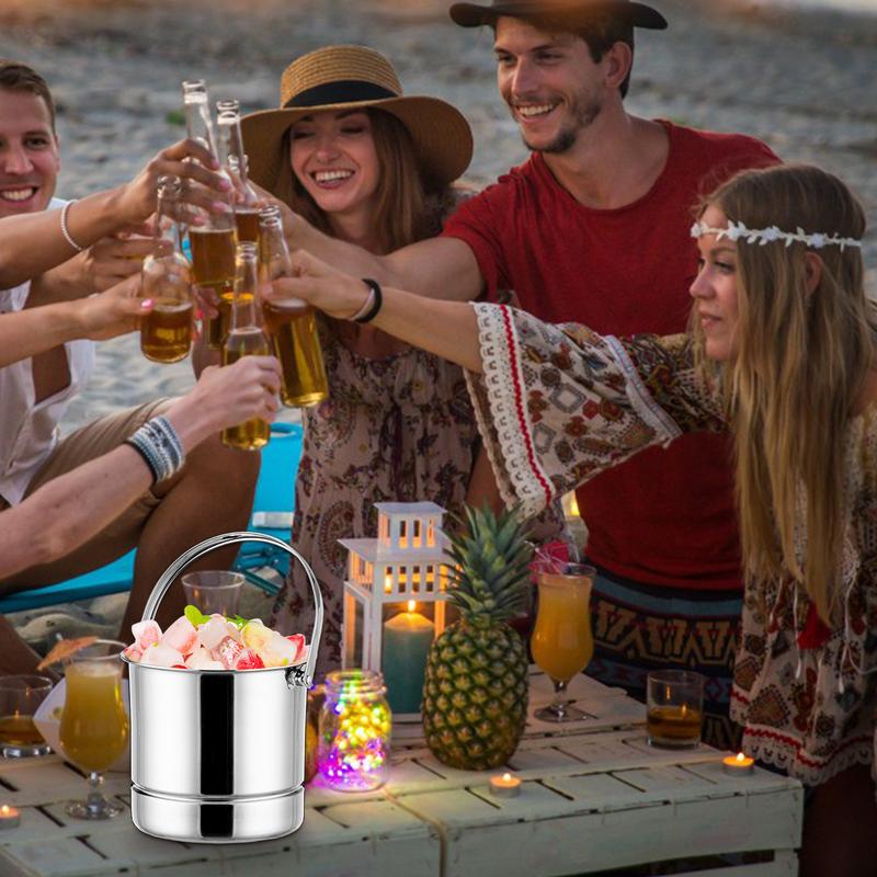 Ice Bucket for Bar Stainless Steel Ice Bucket with Strainer Wine Beer Cooler Bucket Bar Wine Tooling Home Bar Accessories