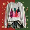 Women's Fashion Long Sleeve Crewneck Pullover Sweatshirt with Christmas Print Top