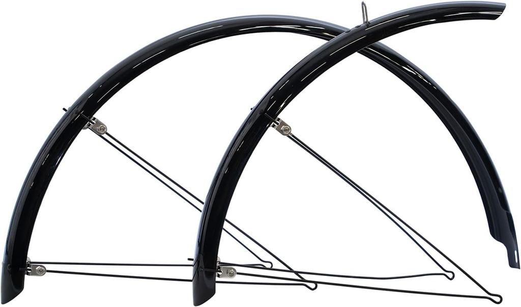 RITEWAY Bicycle Cross Bike Full Front and Rear Set for 60mm Gloss Black Fenders, Double-Stay Fenders, Mudguards, 20-inch (ETRTO406/451), Wide,